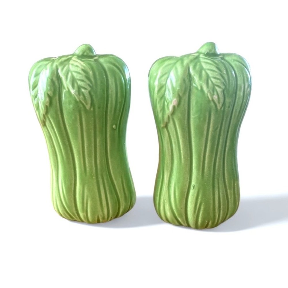 Vintage Celery Salt And Pepper Shakers Japan 4.5"
